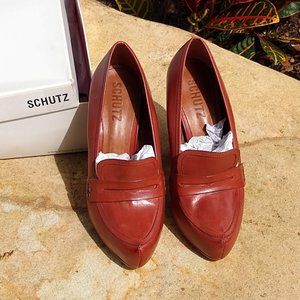 Schutz Hidden Platform Loafers Wooden Heel Pumps 10b